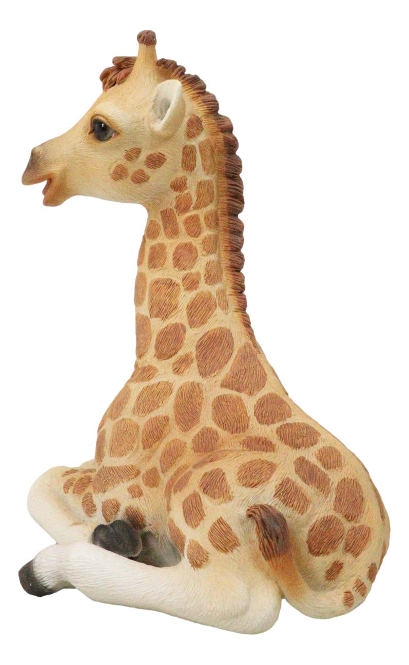 Wildlife Safari Savannah Masai Giraffe Calf Sitting in Repose Figurine 5.75"H