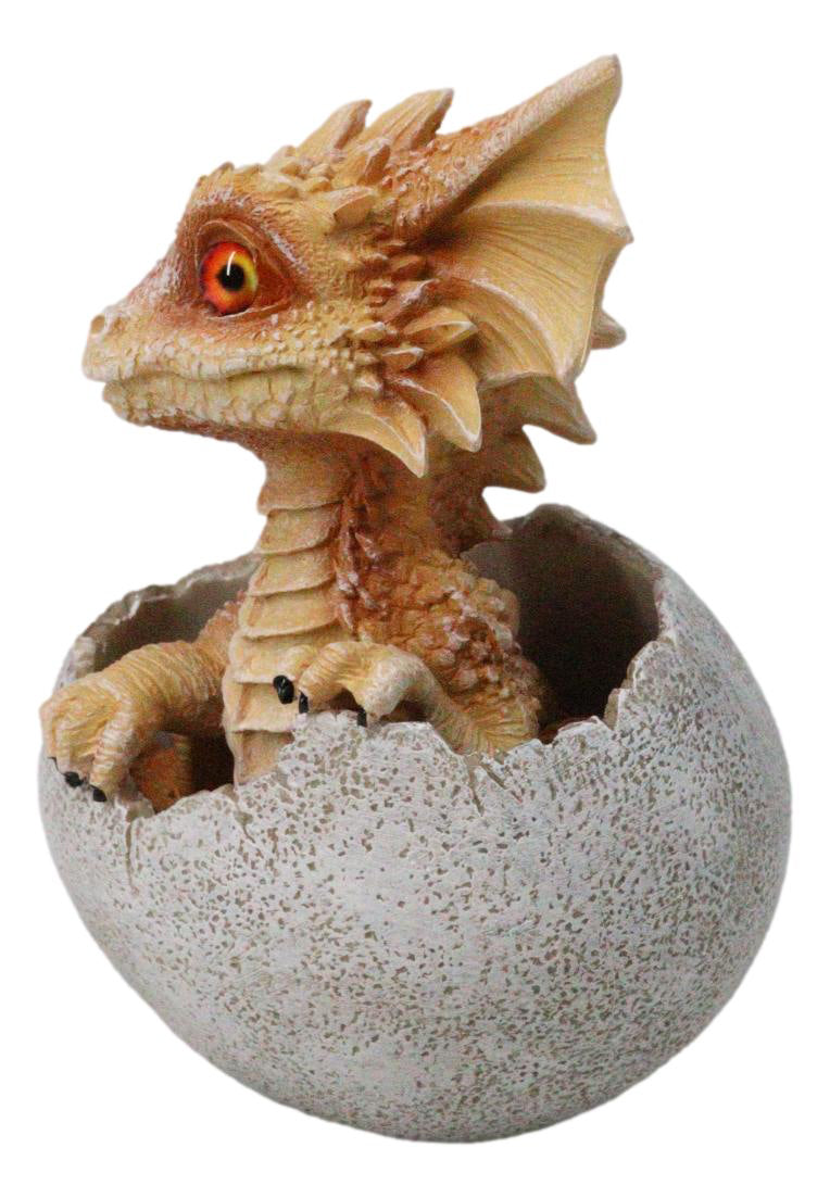 Ebros Orange Clay Colored Dragon Hatchling in Egg Fantasy Figurine, 5 Inch