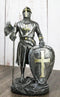 Medieval Suit Of Armor Crusader Knight With Axe And Large Shield Figurine
