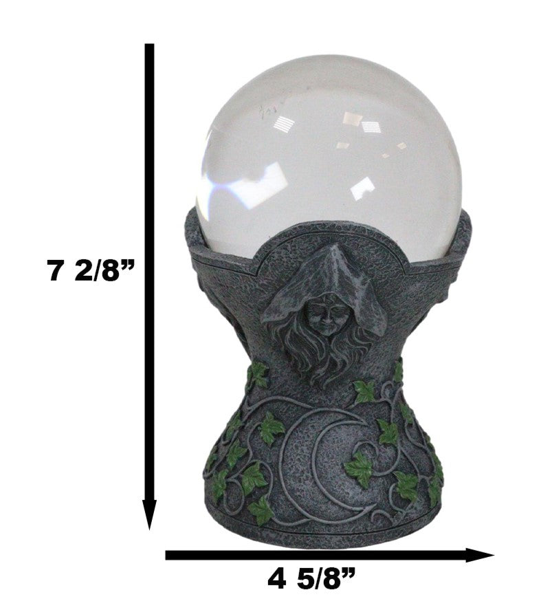 Wicca Sacred Moon Triple Goddess Mother Maiden Crone Pentagram Gazing Glass Ball