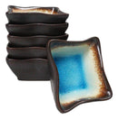 Set Of 6 Blue Sky Aozora Kannyu Ceramic Wavy Square Shaped Sauce Dishes 2.75"