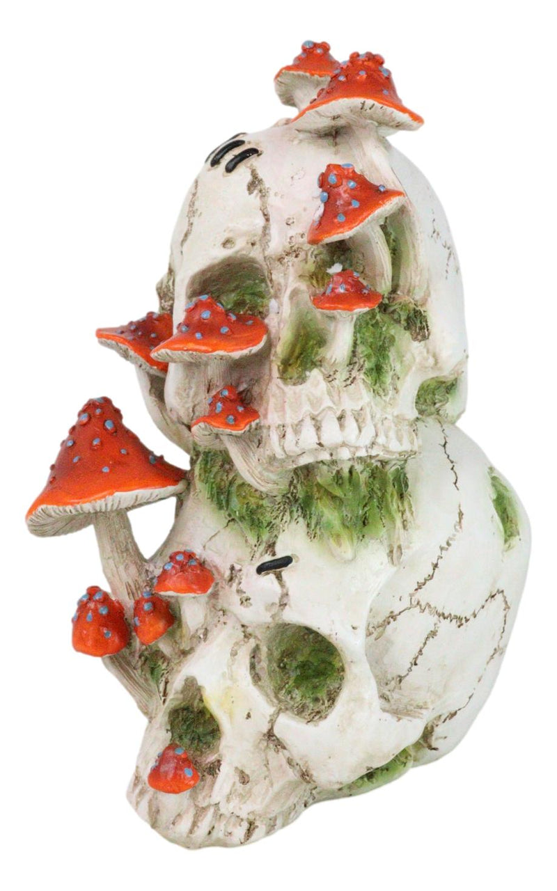 Day Of The Dead Toadstool Mushrooms & Moss Fungi Gothic Stacked Skulls Figurine