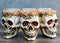 Gothic Skulls With Pink Roses Laurel Triple Votive Tea Light Candles Holder