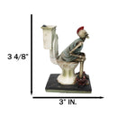 Still Constipated Funny Red Punk Mohawk Skeleton on Bathroom Toilet Figurine