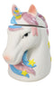 Sacred Purity White Unicorn With Rainbow Mane Horn Ceramic Cookie Jar Figurine