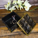 Faux Turtle Shell Print With Gold Trim Small Jewelry Trinket Box Figurine 5" L
