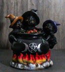 Witching Hour 3 Wiccan Kitten Cats By LED Potion Triple Moon Cauldron Figurine