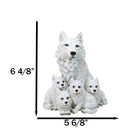 Winter Snow White Alpha Wolf Father With 4 Adorable Pup Cubs Figurine