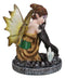 Kneeling Tribal Dressed Autumn Fall Elf Fairy with Crystal Ball Small Figurine