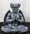 Sitting Stoic Horned Gargoyle With Wings In Yoga Meditation Lotus Pose Figurine