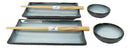 Seikai Sky Porcelain Sushi Plates Sauce Dishes Chopsticks Dinnerware Set For 2
