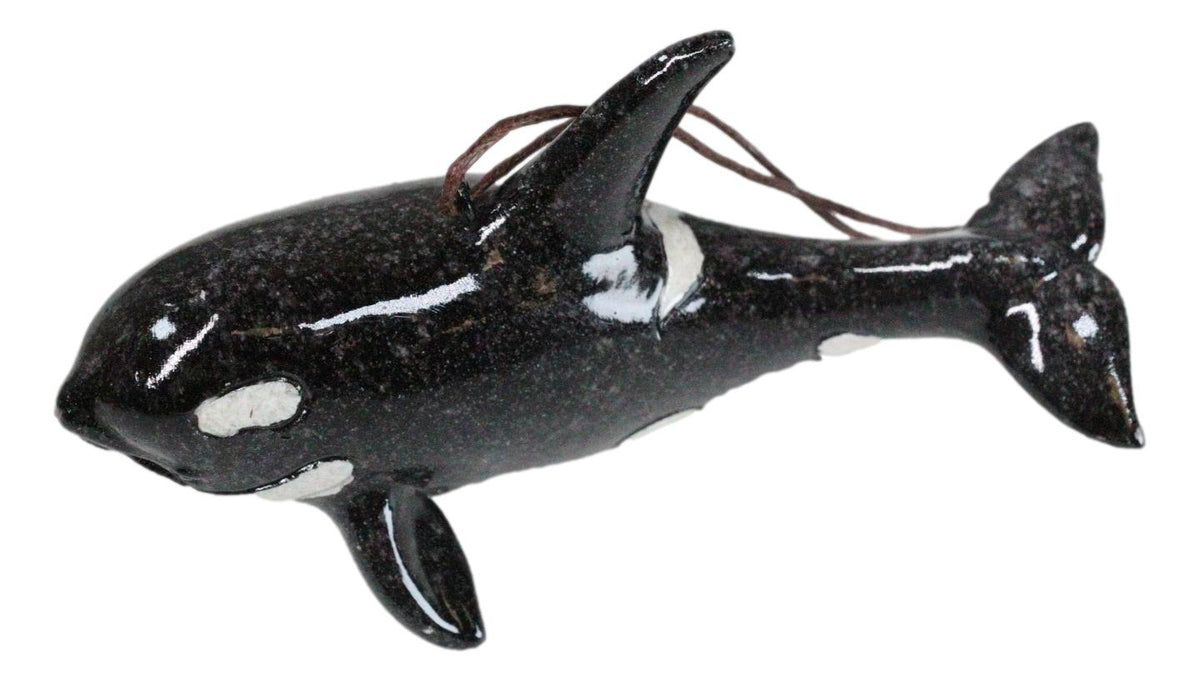 Set Of 6 Nautical Black Orca Whales Ocean Marine Wall Decor Tree Ornaments
