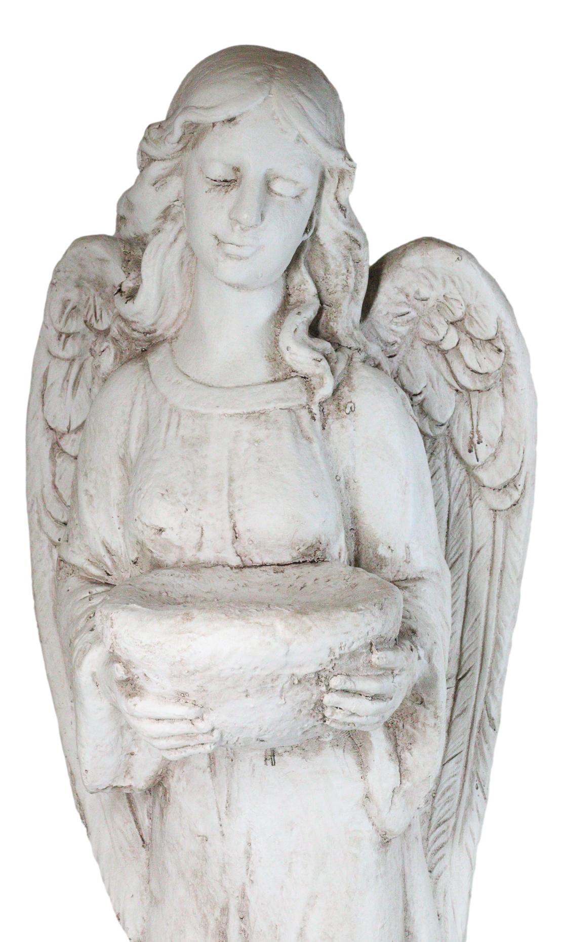 Large Standing Angel of Providence With Basket Bird Bath Feeder Statue 37"H