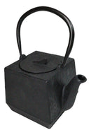 Black Traditional Square Tetsubin Medium Cast Iron Teapot 28oz Tea Pot W/ Handle