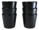 Pack Of 6 Black Silk Melamine Contemporary Ridged Yunomi Tea Cups 8oz