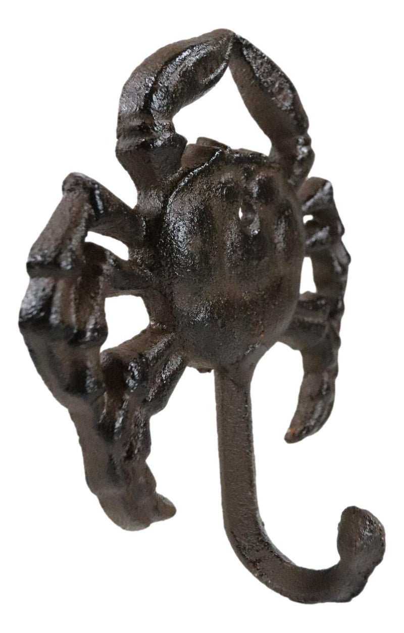 Pack of 2 Cast Iron Rustic Nautical Coastal Sea Shellfish Crab Wall Coat Hooks
