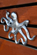 18"L Nickel Plated Aluminum Nautical Marine Sea Octopus Wall Decorative Plaque