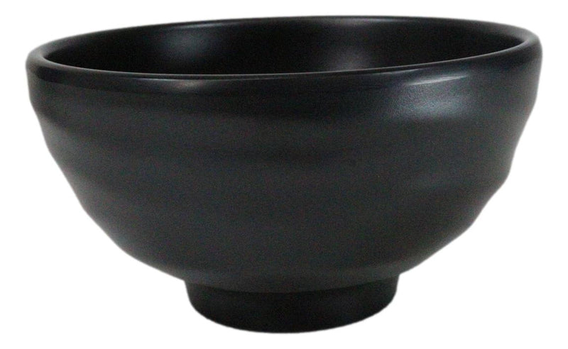 Pack Of 6 Modern Matte Black Melamine Small Round Soup Appetizer Rice Bowls 10oz