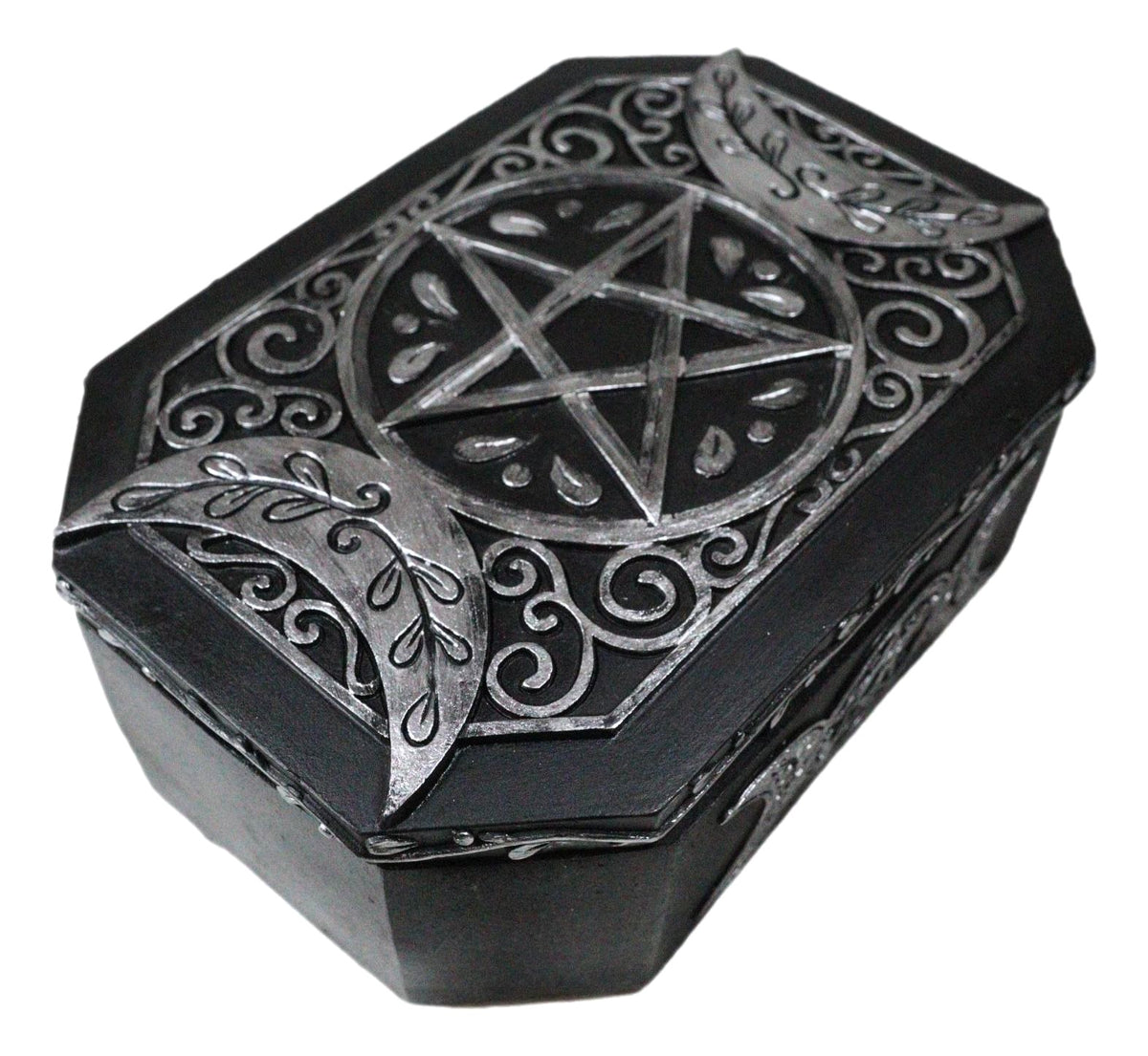 Wiccan Celestial Sacred Crescent Full Moon Triple Moons Decorative Trinket Box