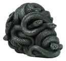 Aztec Quetzalcoatl Green Slithering Snake Serpents Cranium Skull Figurine