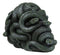 Aztec Quetzalcoatl Green Slithering Snake Serpents Cranium Skull Figurine