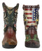 Set Of 2 Rustic Western Patriotic USA Flag Military Cowboy Boot Money Banks