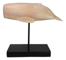Nautical Marine Contemporary Sperm Whale Fish Faux Wood Sculpture On Pole Stand