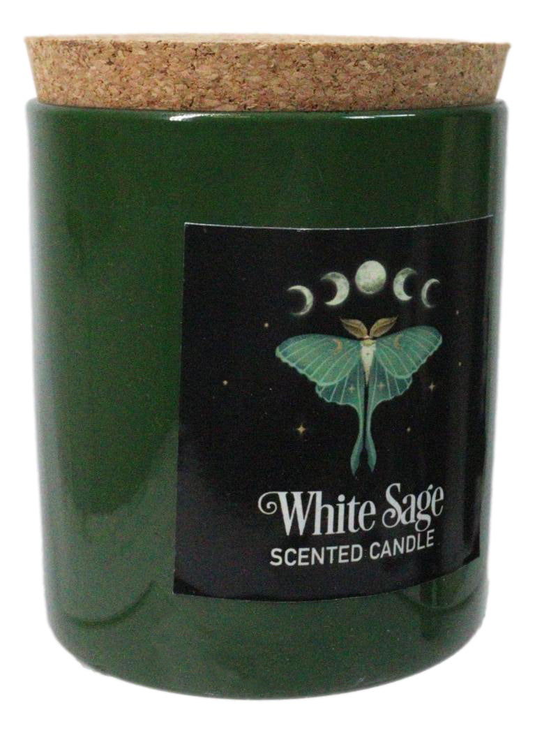 Wicca Dark Forest White Sage Luna Moth Scented Candle With Cork Lid