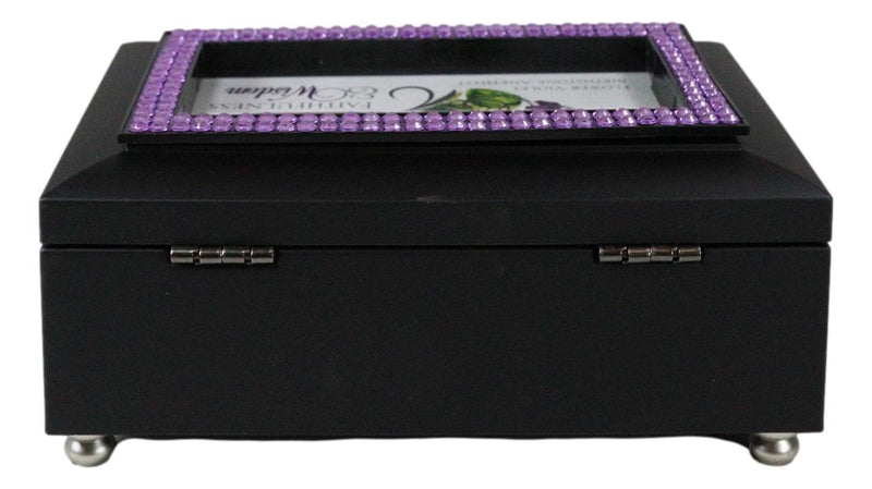 February Amethyst Birthstone Faithfulness And Wisdom Black Musical Trinket Box
