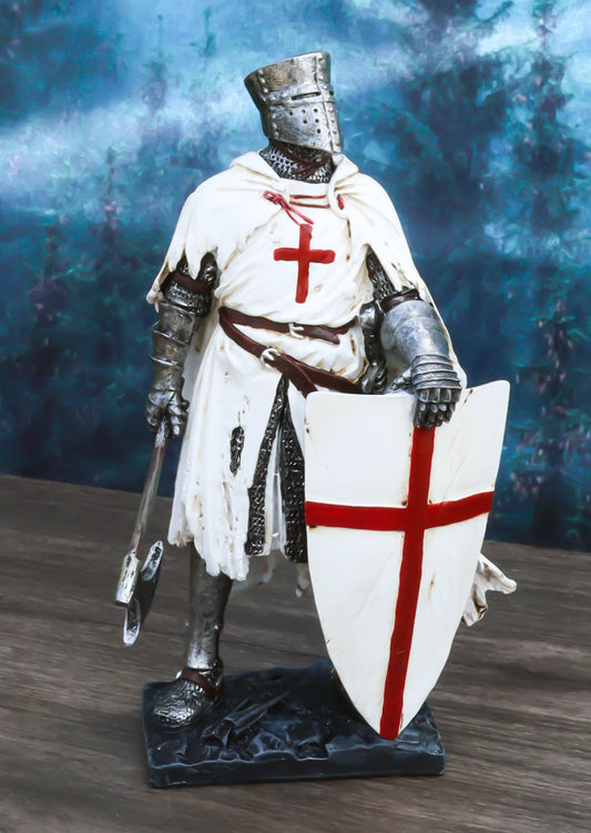 Templar White Cloak Caped Medieval Crusader Axeman Knight At Day's End Figurine - Ebros Gift