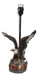 Patriotic Bald Eagle With American Flag Star Memorial Table Lamp Sculpture