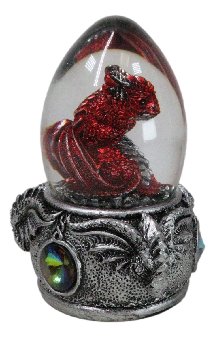Hear No Evil Red Wyrmling Dragon In Colorful LED Acrylic Glass Egg Figurine