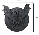 Gothic Nosferatu Black Bat Pentagram With Hell Fire Alchemy Symbols Wall Plaque