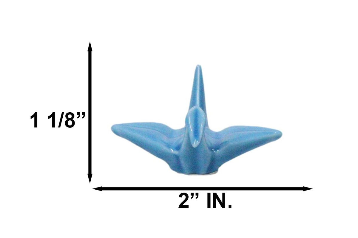 Ebros Set of 4 Ceramic Blue Japanese Origami Crane Incense Stick Holders