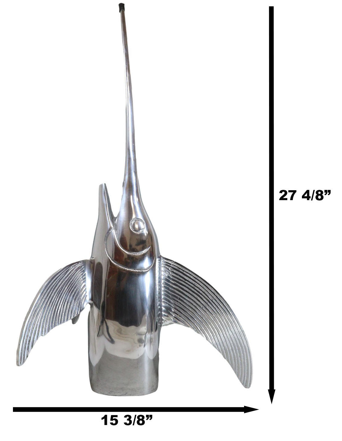 Large Nautical Marine Coastal Polished Aluminum Swordfish Wall Head Decor Plaque