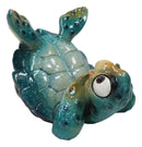 Comical Blue Shelled Sea Turtle On Back Flip Cell Phone Holder Stand Figurine