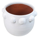 Modern Chic White Round Ribbed Design Terracotta Floral Planter Pot 11"Wide