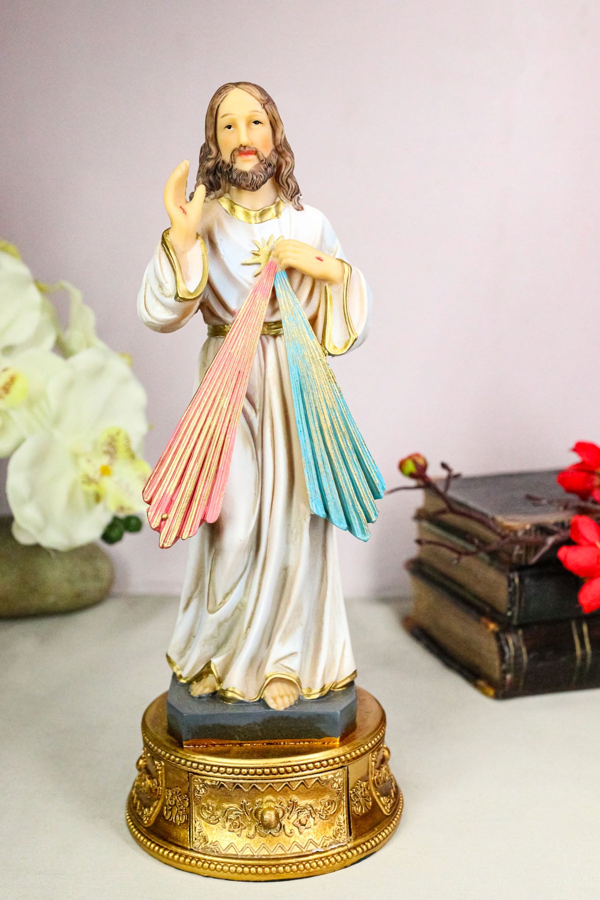 Catholic Christian Divine Mercy of Jesus Christ With Rosary Drawer Box Figurine - Ebros Gift
