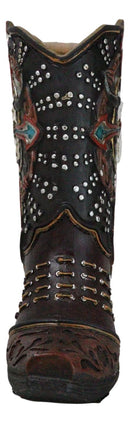 Western Texas Longhorn Skull Barbed Wires And Arrow Cross Cowboy Boot Money Bank
