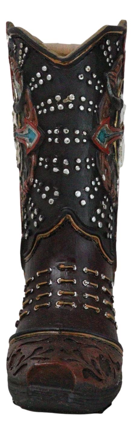 Western Texas Longhorn Skull Barbed Wires And Arrow Cross Cowboy Boot Money Bank