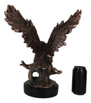 Majestic Bald Eagle With Open Wings Perching On Tree Branch Statue With Base