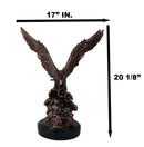 Patriotic Bald Eagle Swooping Into Ocean Waves Bronzed Resin Figurine With Base