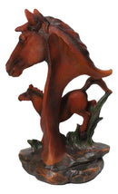 Western Brown Mare and Foal Horse Figurine Realistic Equine Family Sculpture