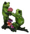 The Proposal Green Toad Frog Kneeling Before Mate with Bouquet of Roses Figurine