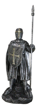 Medieval Suit Of Armor Crusader Knight With Spear Javelin And Shield Figurine