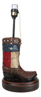 Western Floral Tooled Leather Texas State Flag Cowboy Boot Desktop Table Lamp