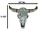 Western Turquoise Floral Horned Cow Skull Wall Decor Plaque