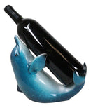 Nautical Ocean Marine Flipping Blue Dolphin Fish Wine Bottle Holder Beach Accent
