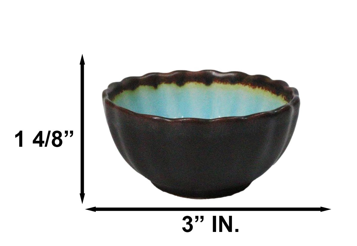 Pack Of 6 Crackle Blue Aozora Kannyu Small Round Appetizer Sauce Kozara Dishes