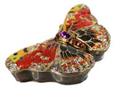 Red Monarch Butterfly Pewter Austrian Crystals Bejewelled Trinket Jewelry Box